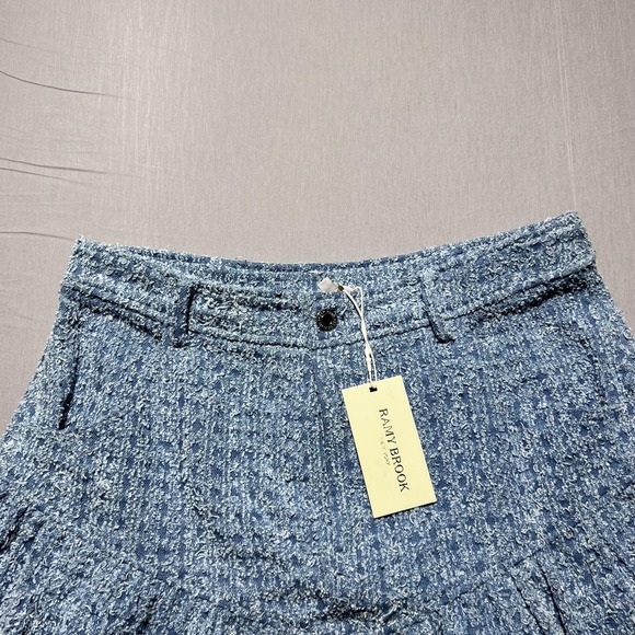 Ramy Brook Jeanne Textured Mini Skirt Womens 8 Blue Spind Cotten Blend‎ - Picture 3 of 14